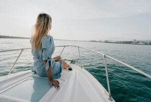Instagrammable yacht party setup with decorations for a Dubai Marina yacht rental